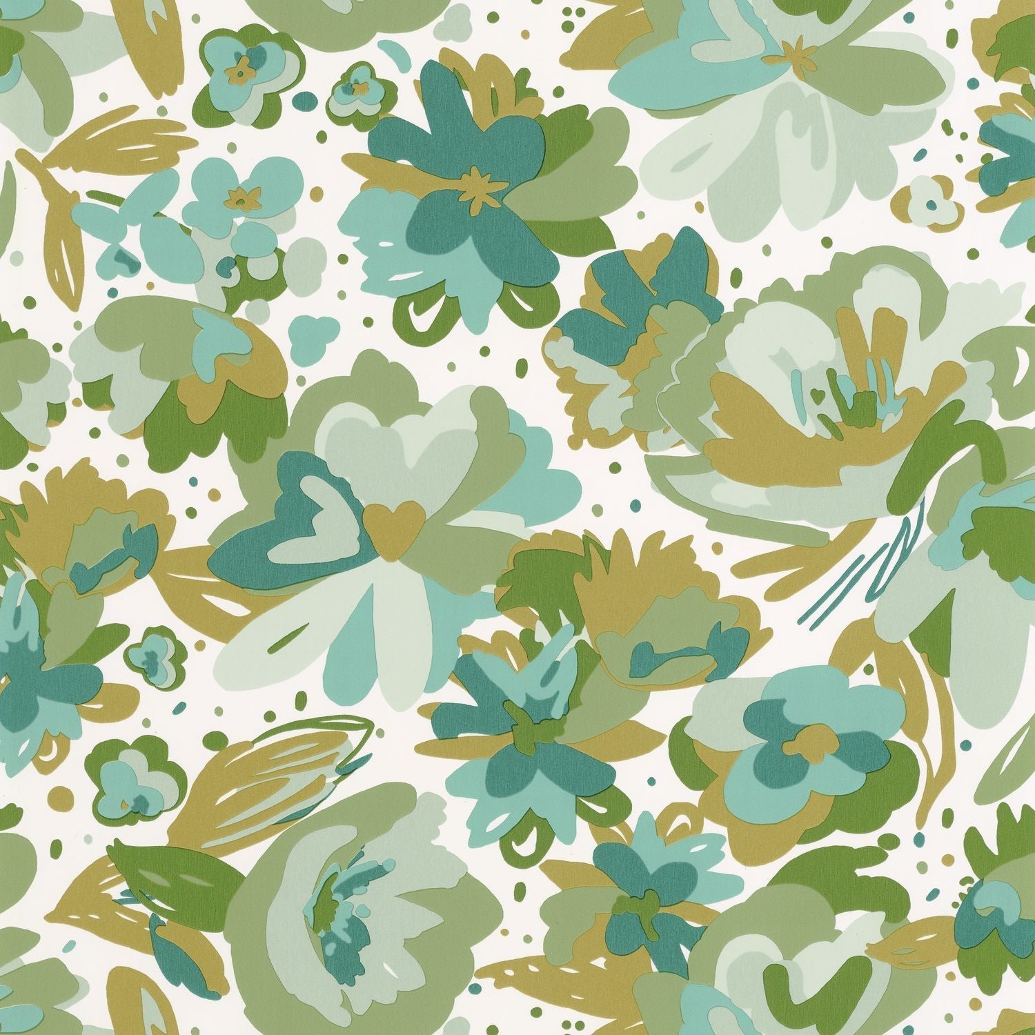 Flower Power July Wallpaper - Vert Emeraude - Caselio - 101877175 - Premier Wallcovering