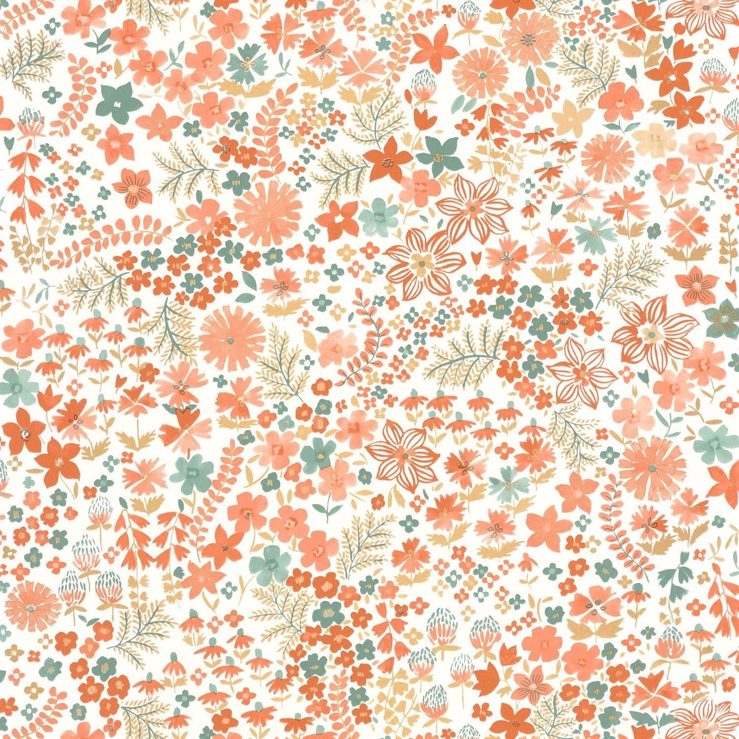 Flower Power June Wallpaper - Corail  - Caselio - 101863073 - Premier Wallcovering