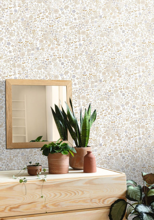 Flower Power June Wallpaper - Beige - Caselio - 101861027 - Premier Wallcovering