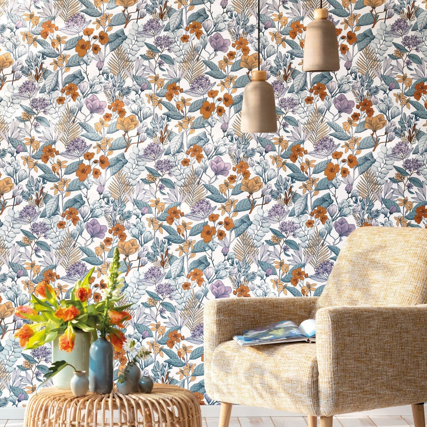 Flower Power May Wallpaper - Parme - Caselio - 101855060 - Premier Wallcovering