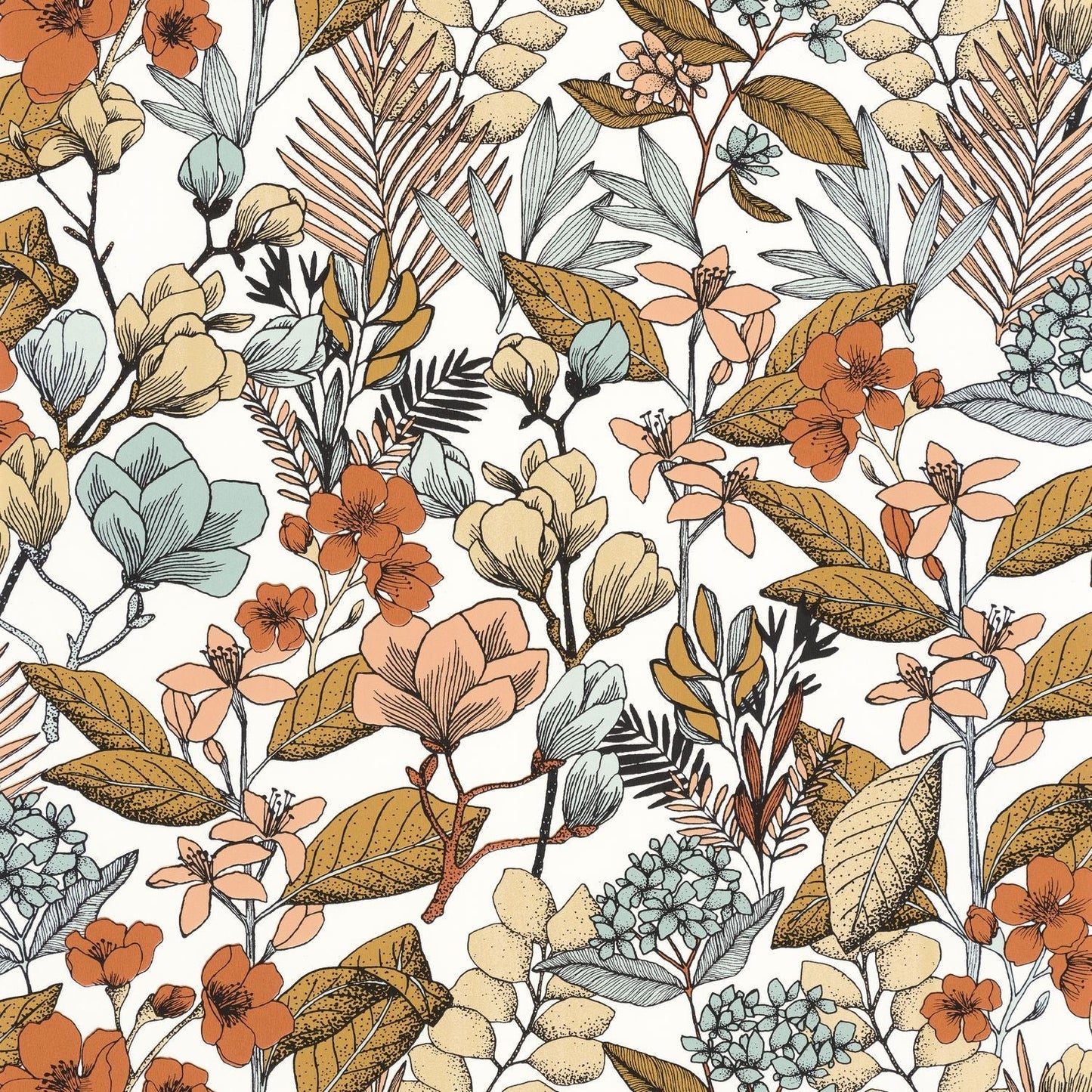 Flower Power May Wallpaper - Ocre Rose - Caselio - 101857241 - Premier Wallcovering