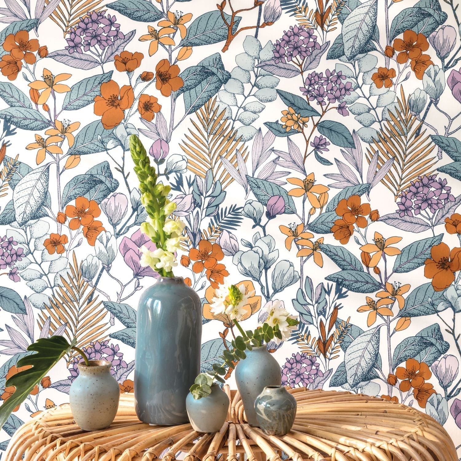 Flower Power May Wallpaper - Parme - Caselio - 101855060 - Premier Wallcovering