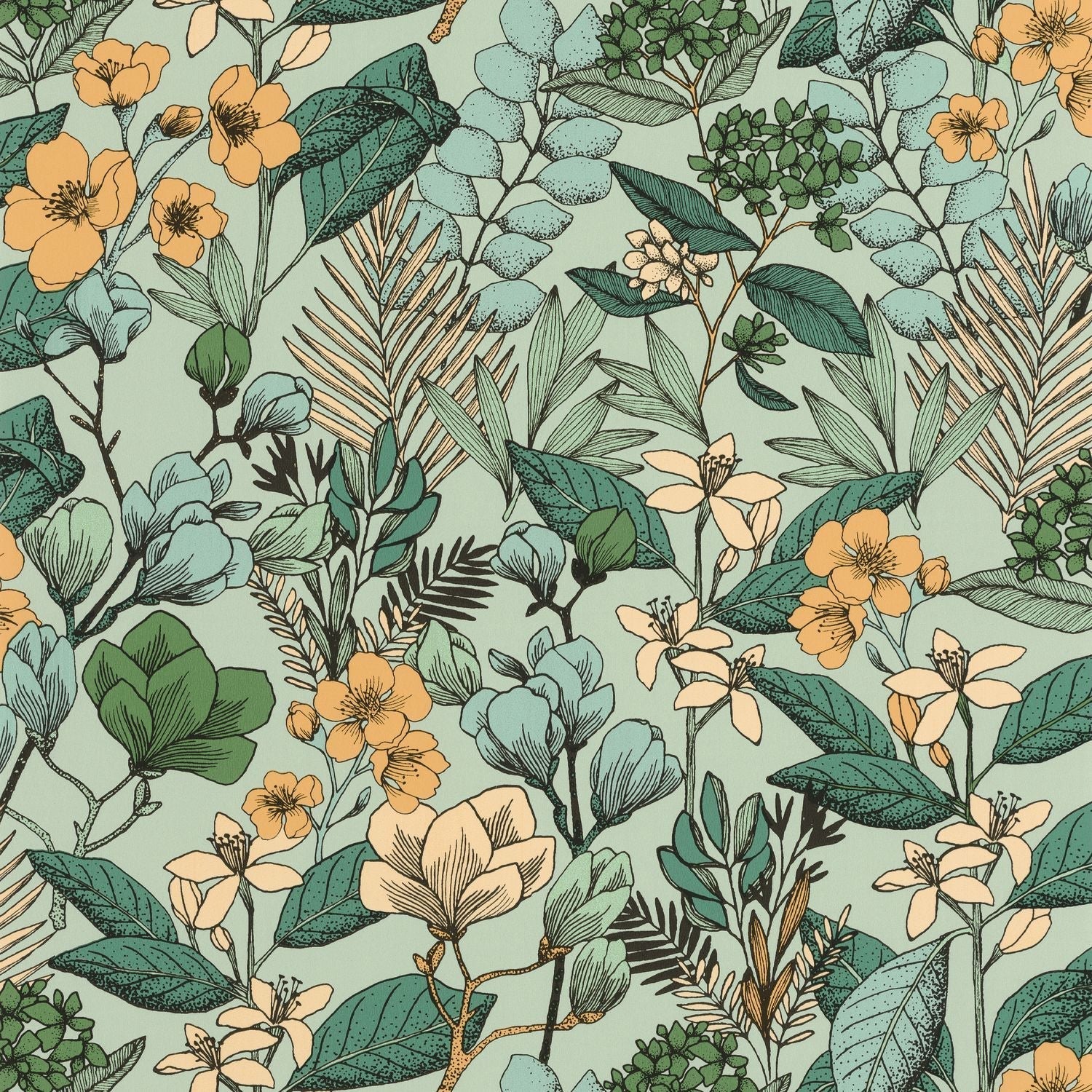 Flower Power May Wallpaper - Vert Emeraude - Caselio - 101857129 - Premier Wallcovering