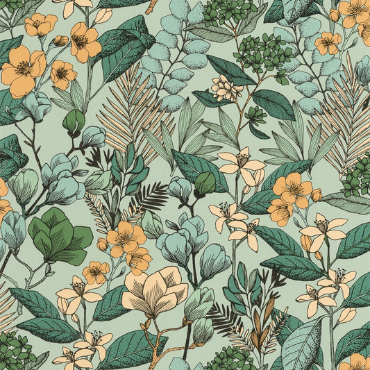 Flower Power May Wallpaper - Vert Emeraude - Caselio - 101857129 - Premier Wallcovering