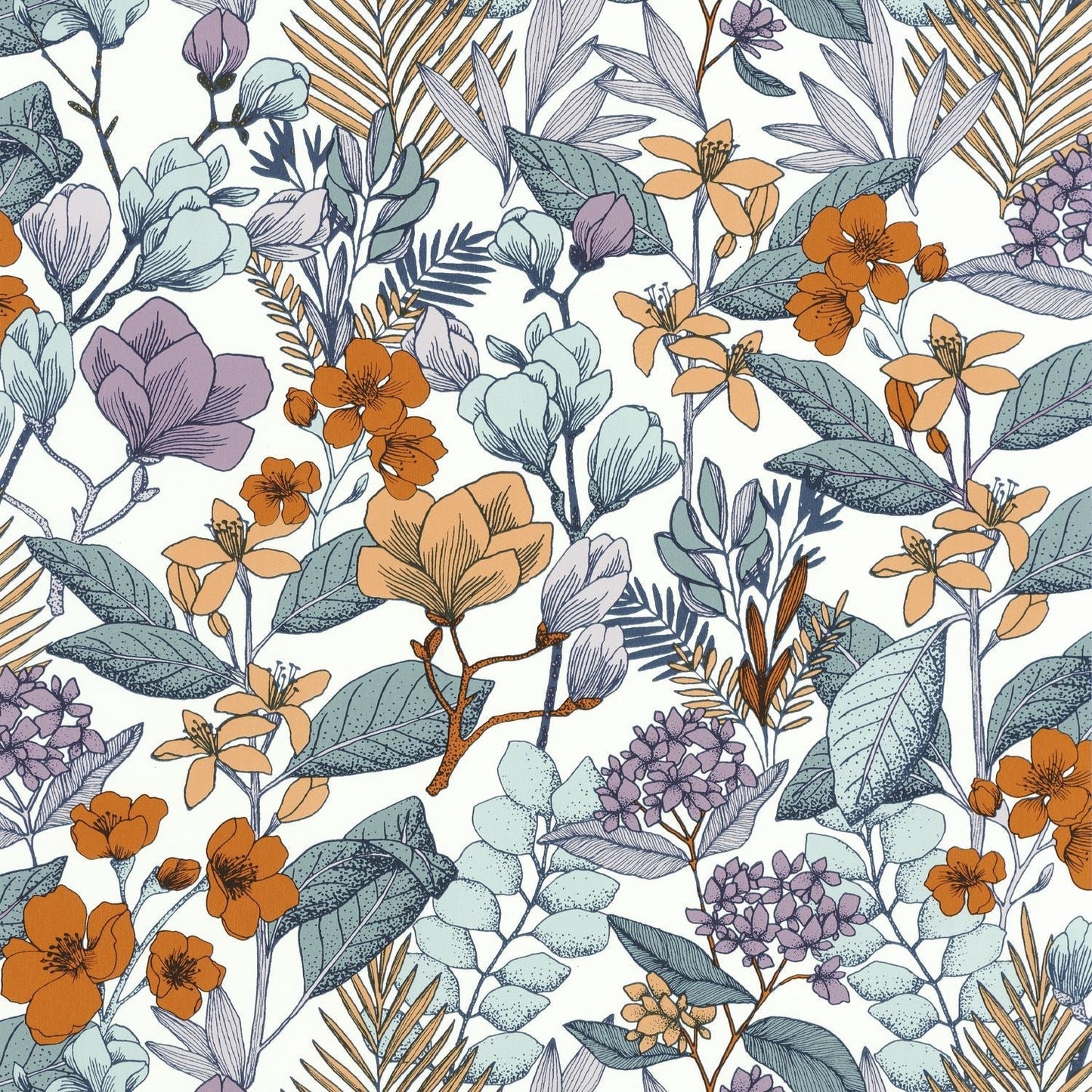 Flower Power May Wallpaper - Parme - Caselio - 101855060 - Premier Wallcovering