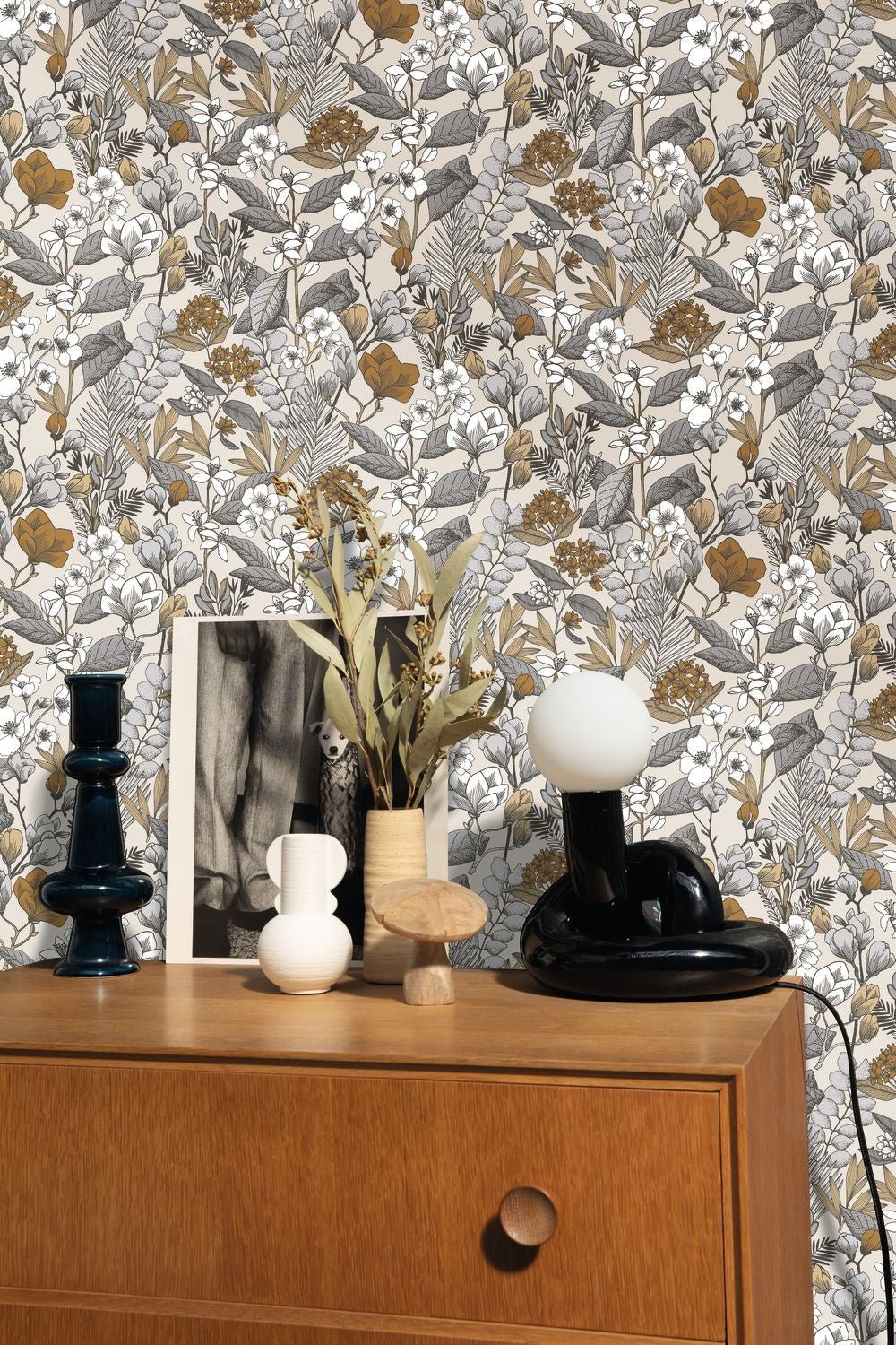 Flower Power May Wallpaper - Beige Gris - Caselio - 101851099 - Premier Wallcovering
