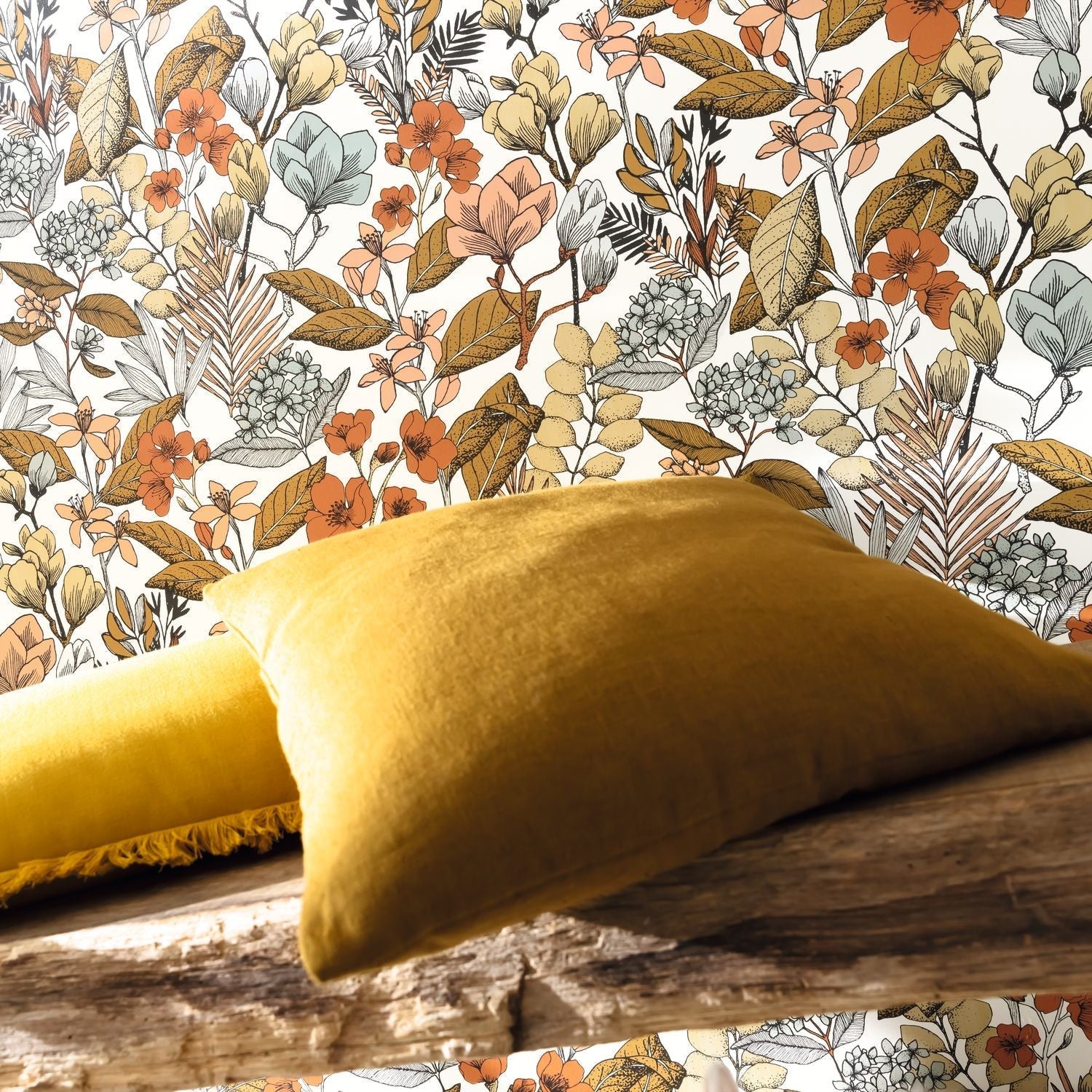 Flower Power May Wallpaper - Ocre Rose - Caselio - 101857241 - Premier Wallcovering