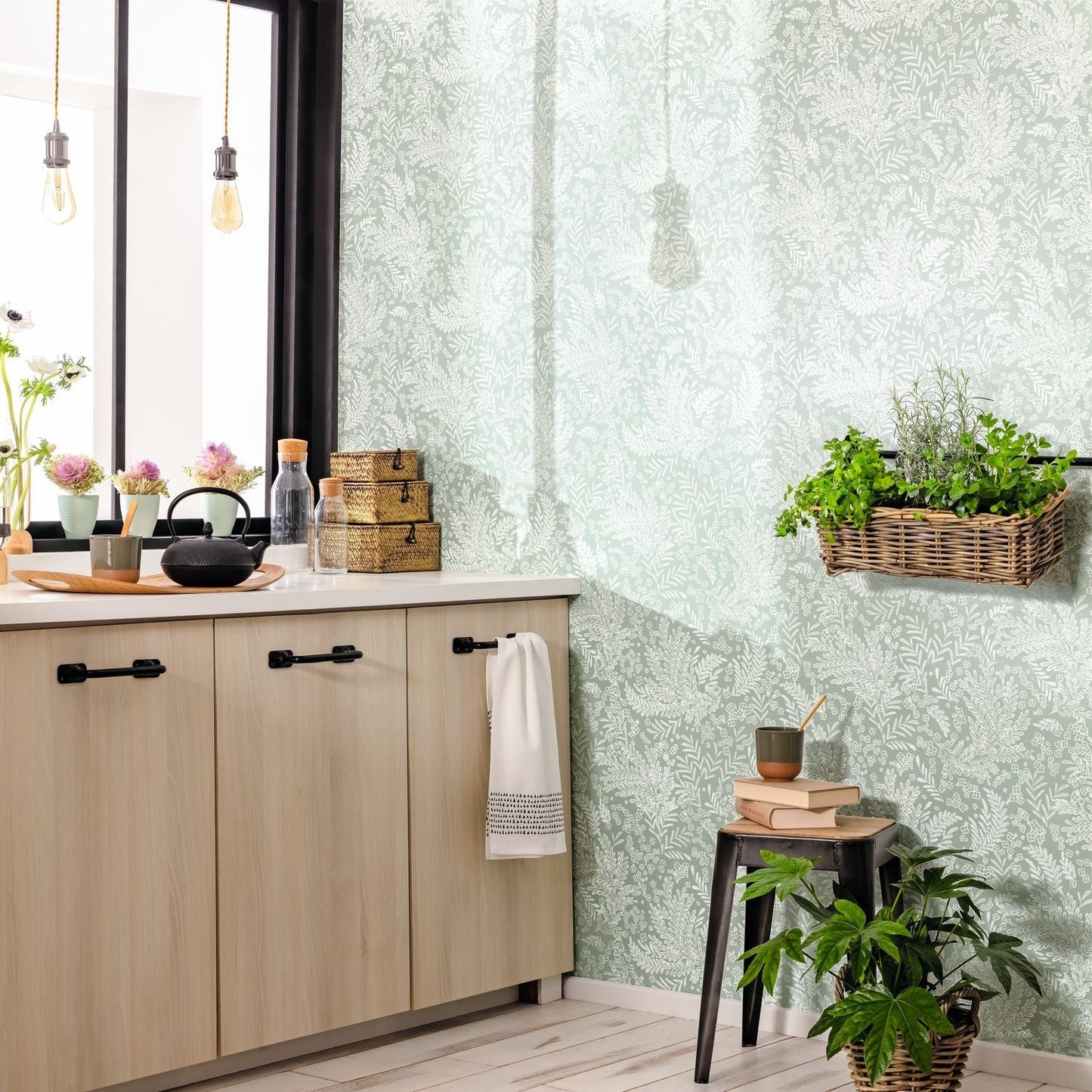 Flower Power September Wallpaper - Vert - Caselio - 101897077 - Premier Wallcovering