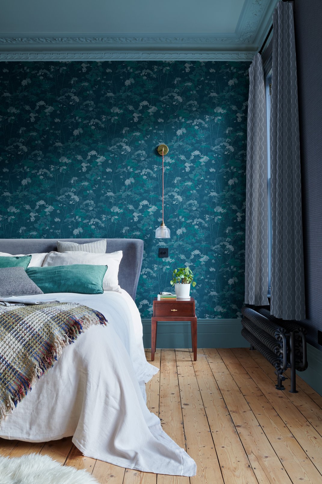 Flower Press Wallpaper - Denim - Graham & Brown - 124106 - Premier Wallcovering