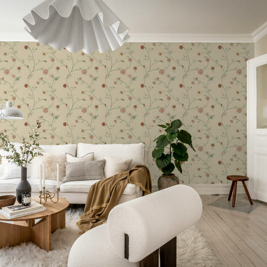 Flower Thread Wallpaper - Sand - Rebel Walls - R19284 - Premier Wallcovering