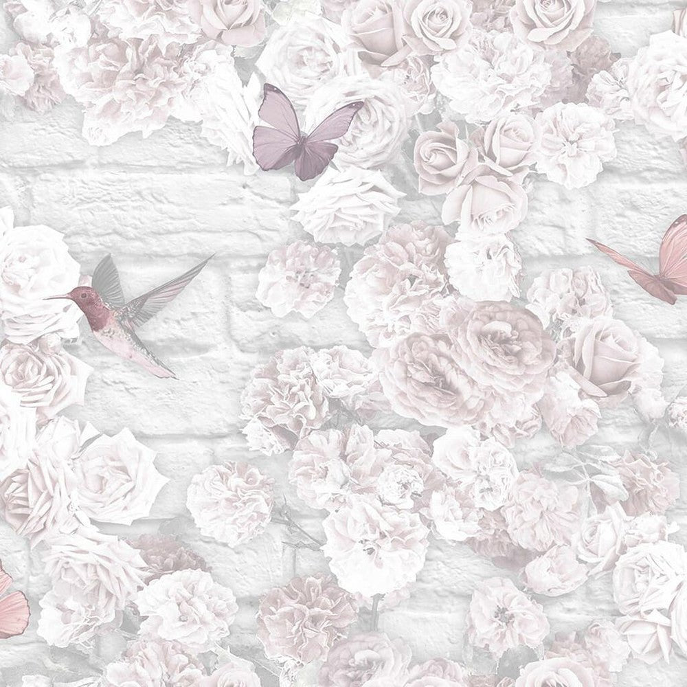 Flower Wall Wallpaper - White - Superfresco Easy - 104807 - Premier Wallcovering