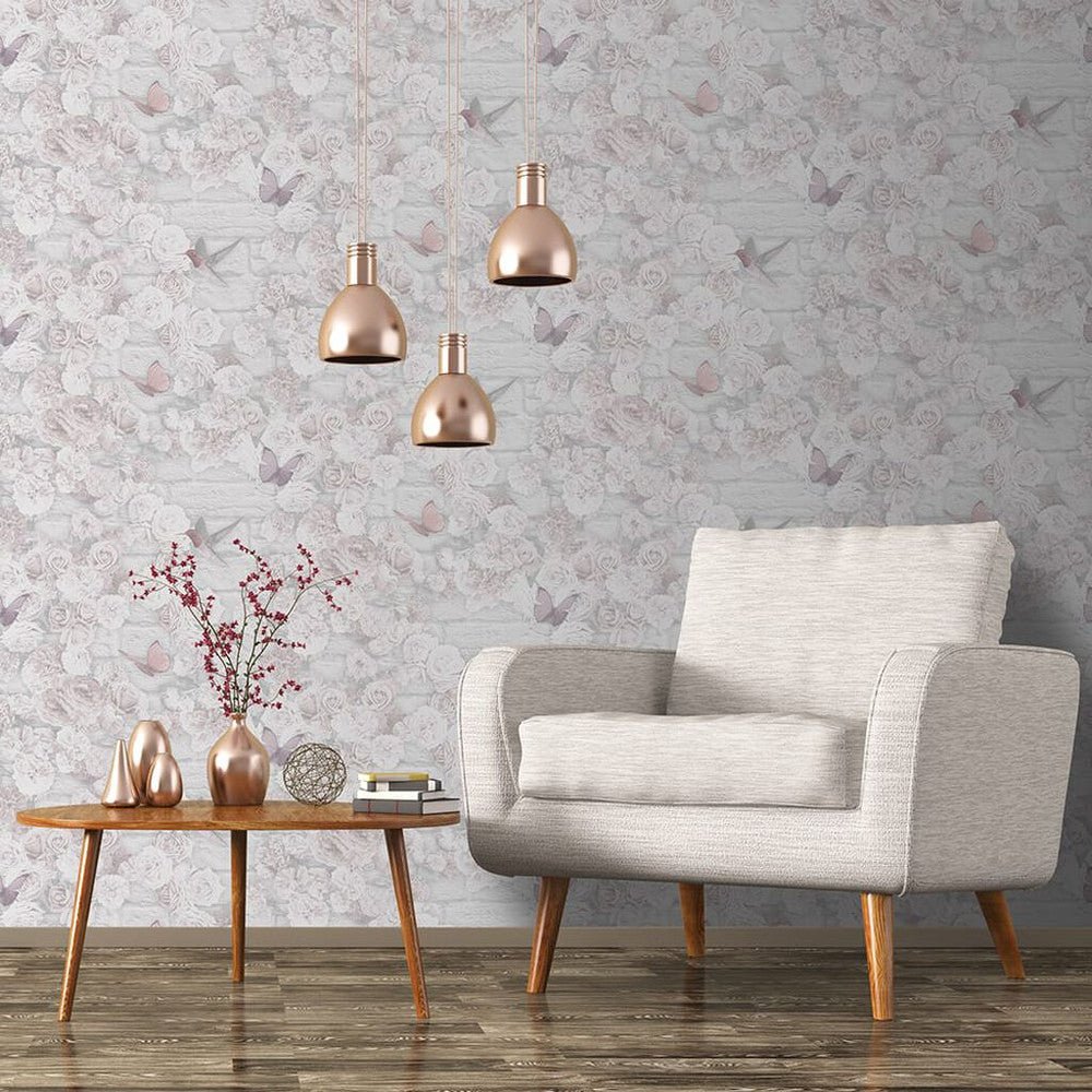 Flower Wall Wallpaper - White - Superfresco Easy - 104807 - Premier Wallcovering