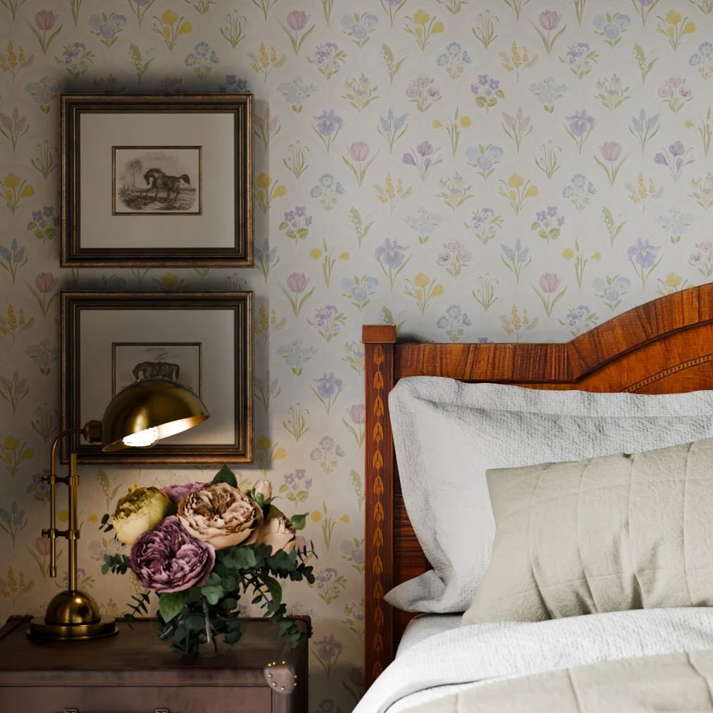 Flowers for Victoria Wallpaper - Country Pastels - LAN100212 - Lucie Annabel - Premier Wallcovering