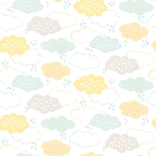 Fluffy Clouds Wallpaper - Lemon Fizz - Hoopla Walls - HWA1281W - Premier Wallcovering