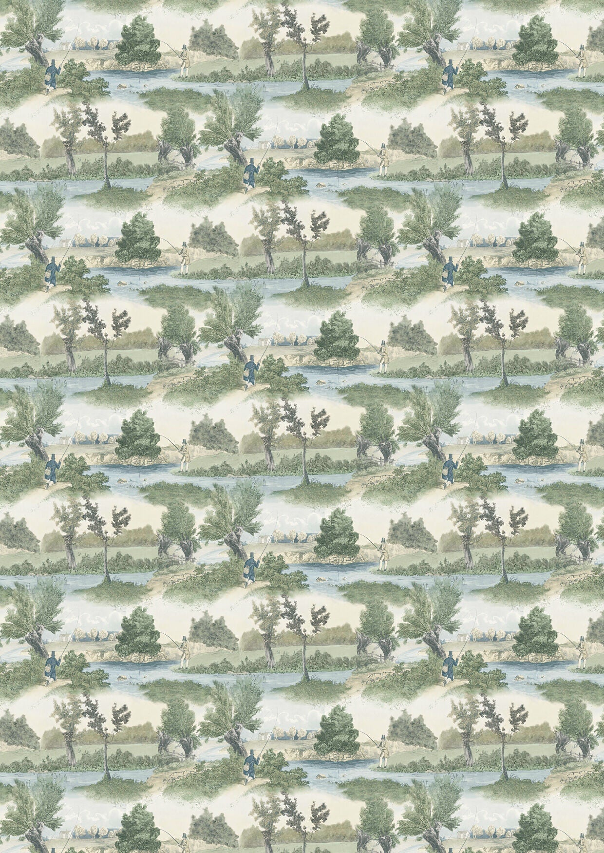 Lewis & Wood - Fly Fishing - Green - Premier Wallcovering