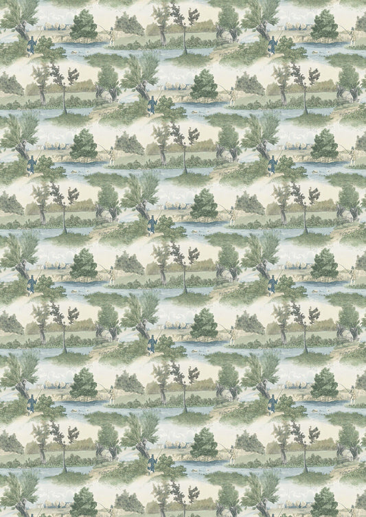 Lewis & Wood - Fly Fishing - Green - Premier Wallcovering