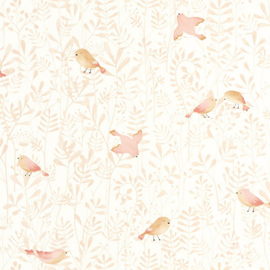 Flying Bird Once Upon A Time Wallpaper - Rose Nude - Casadeco - 88314120 - Premier Wallcovering