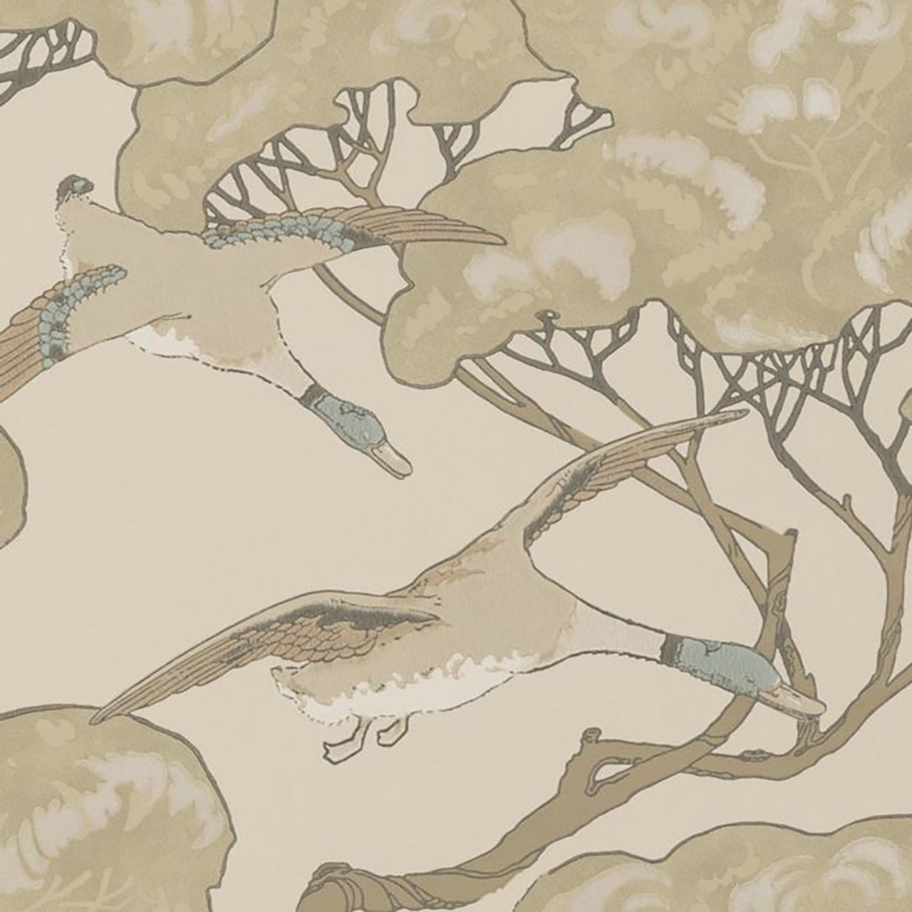 Flying Ducks Wallpaper - Silver/Taupe - Mulberry Home - FG090/J80 - Premier Wallcovering