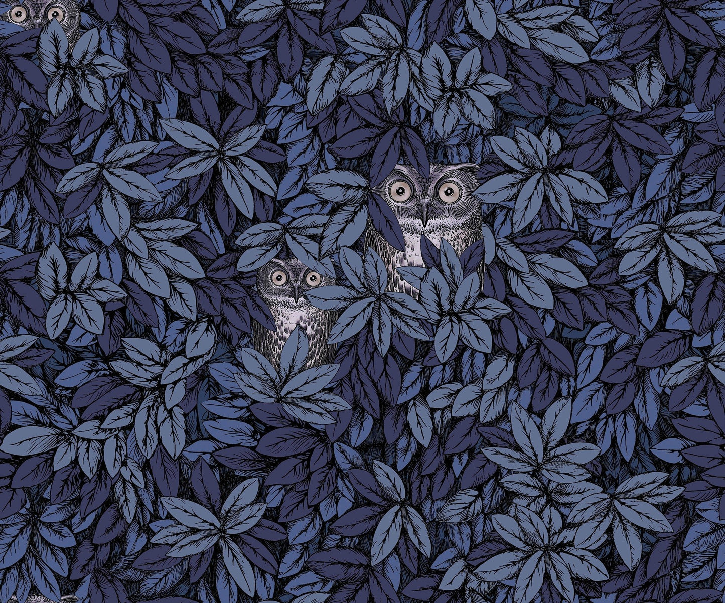 Foglie e Civette Wallpaper - Midnight - 123/11053 - Cole & Son - Premier Wallcovering