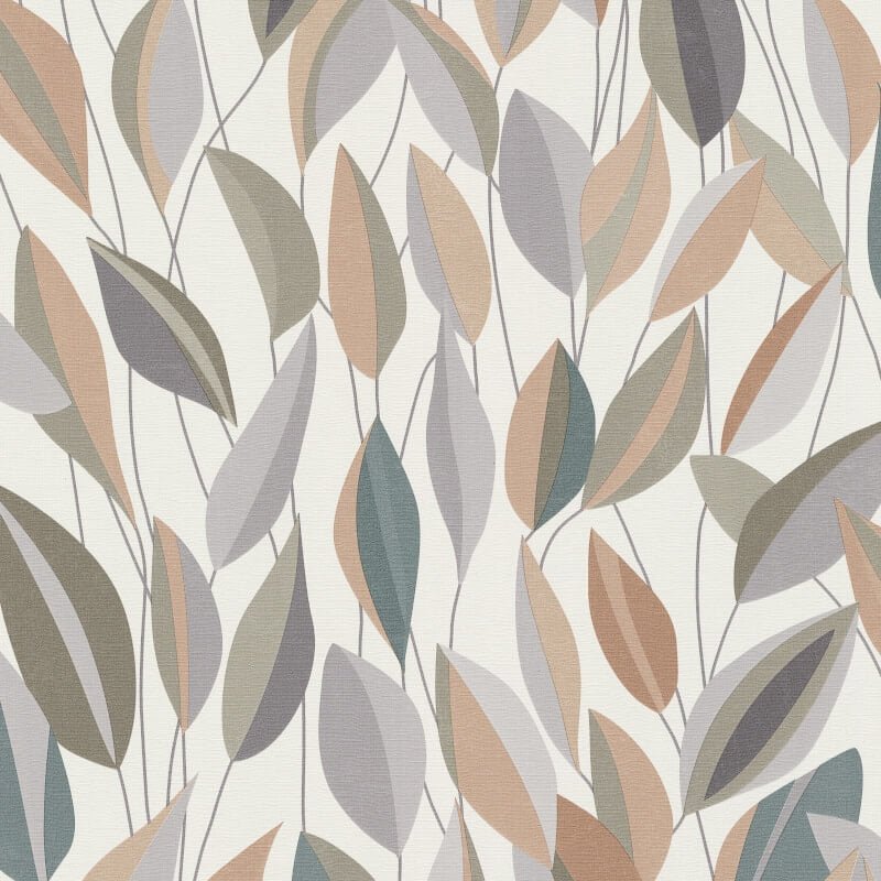 Foliage Leaf Wallpaper - Beige/Green Multi - Erismann - 10431 - 07 - Premier Wallcovering