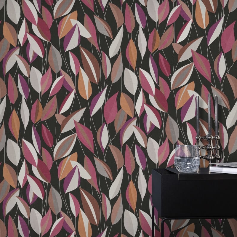 Foliage Leaf Wallpaper - Violet/Multi - Erismann - 10431 - 06 - Premier Wallcovering