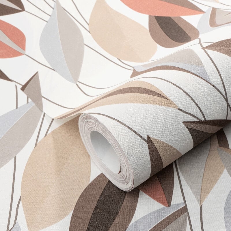 Foliage Leaf Wallpaper - Beige/Red Multi - Erismann - 10431 - 11 - Premier Wallcovering