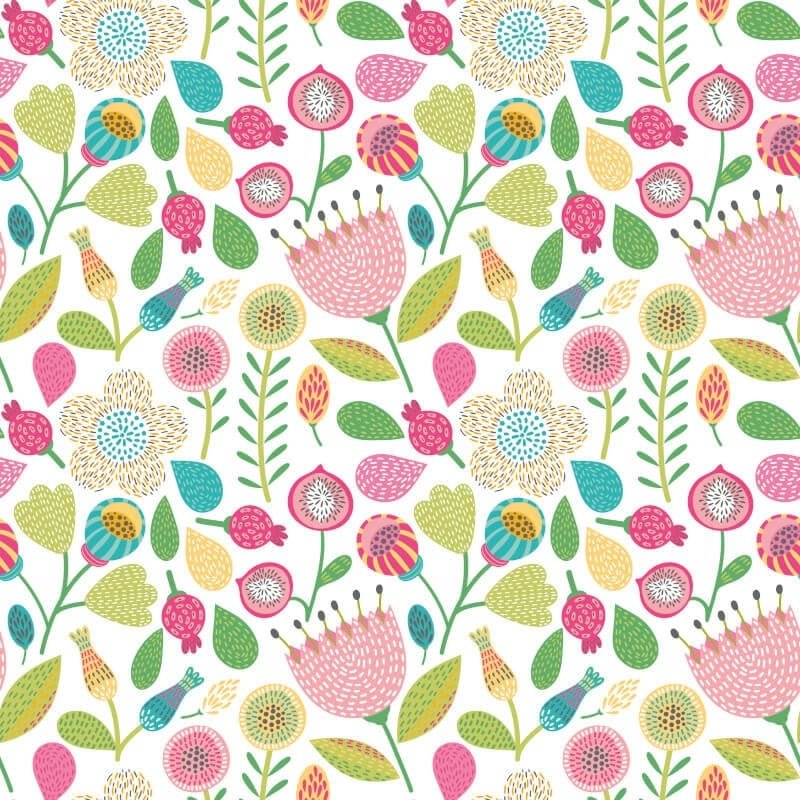 Folk Floral Wallpaper - Tutti Frutti - Hoopla Walls - HWA1287W - Premier Wallcovering