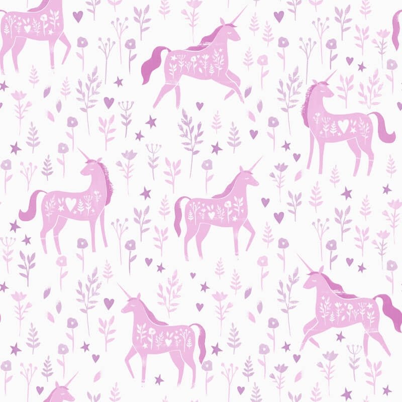 Folk Unicorn Wallpaper - Pink - Catherine Lansfield - 165570 - Premier Wallcovering
