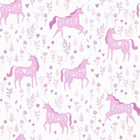 Folk Unicorn Wallpaper - Pink - Catherine Lansfield - 165570 - Premier Wallcovering