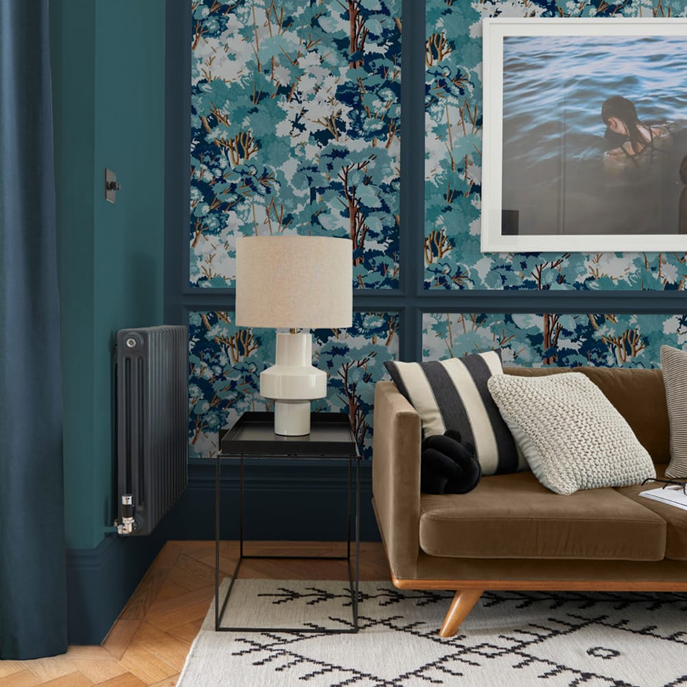 Folklore Tree Wallpaper - Blue - Graham & Brown - 121453 - Premier Wallcovering