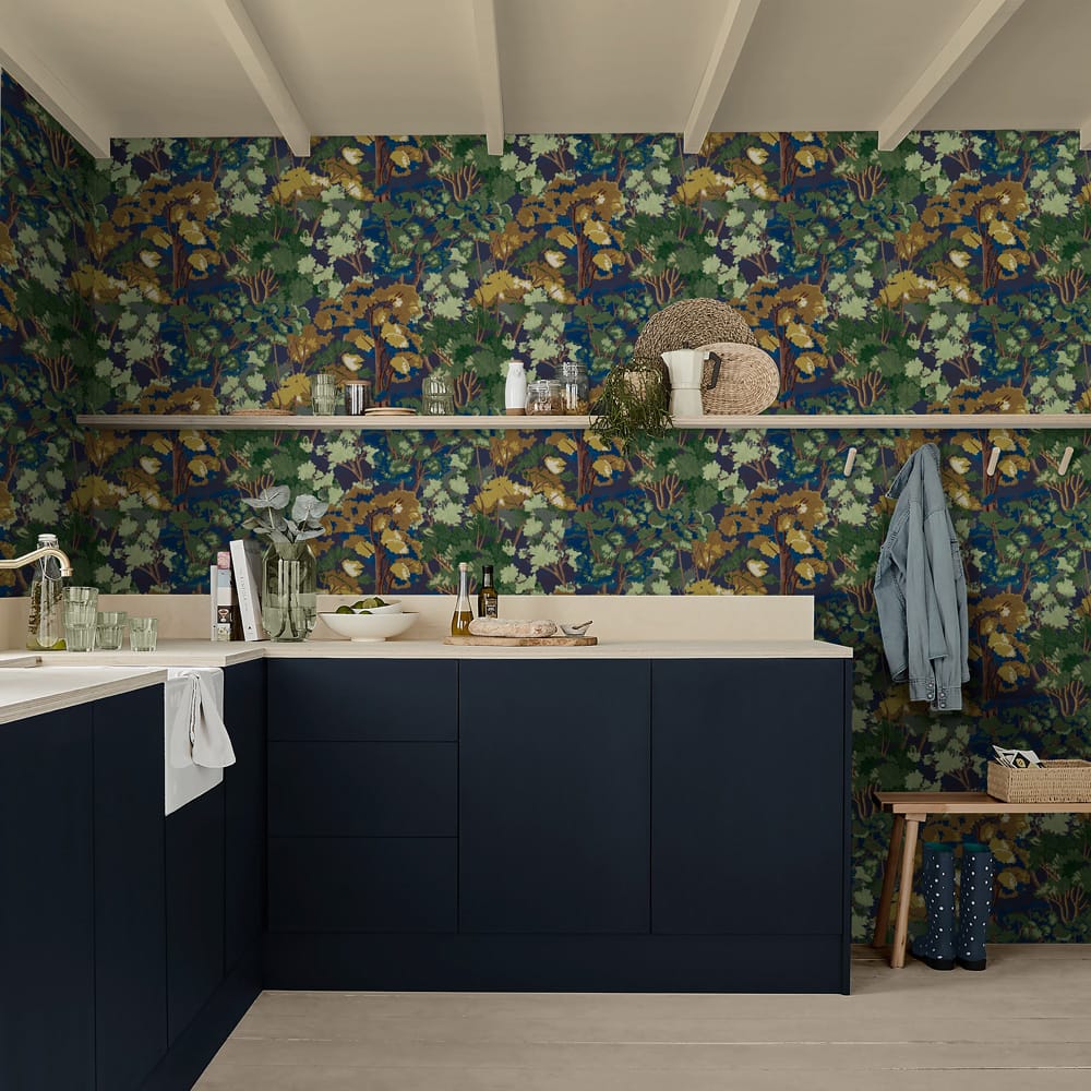 Folklore Tree Wallpaper - Midnight - Graham & Brown - 121451 - Premier Wallcovering