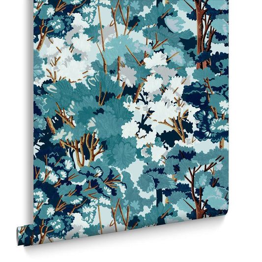 Folklore Tree Wallpaper - Blue - Graham & Brown - 121453 - Premier Wallcovering