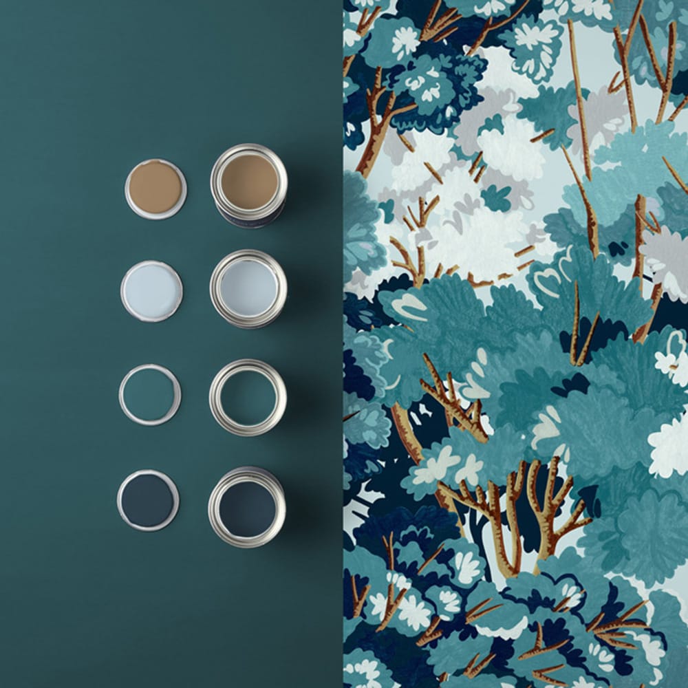 Folklore Tree Wallpaper - Blue - Graham & Brown - 121453 - Premier Wallcovering