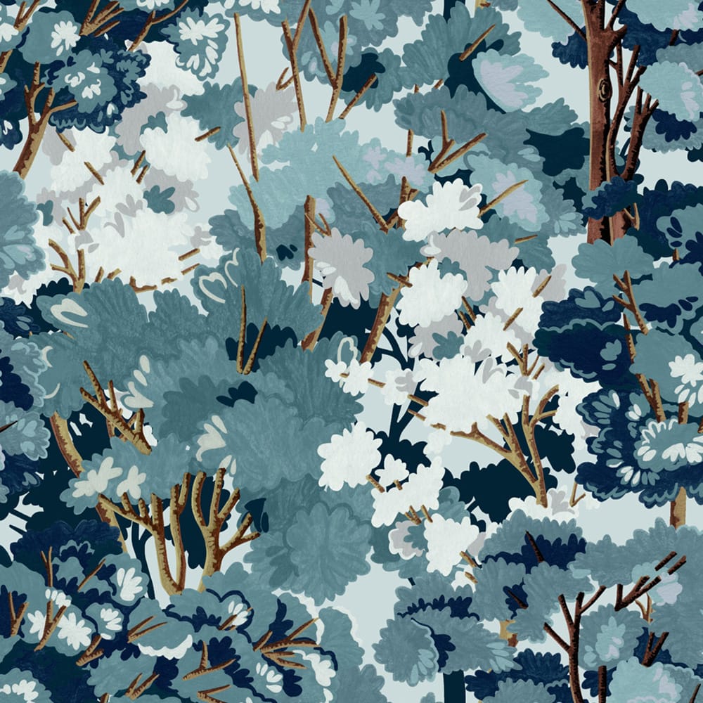 Folklore Tree Wallpaper - Blue - Graham & Brown - 121453 - Premier Wallcovering