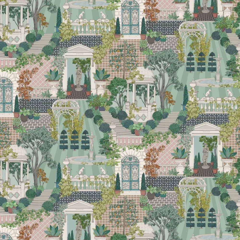 Follies Wallpaper - Green / Blush - Osborne & Little - W7459-01 - Premier Wallcovering