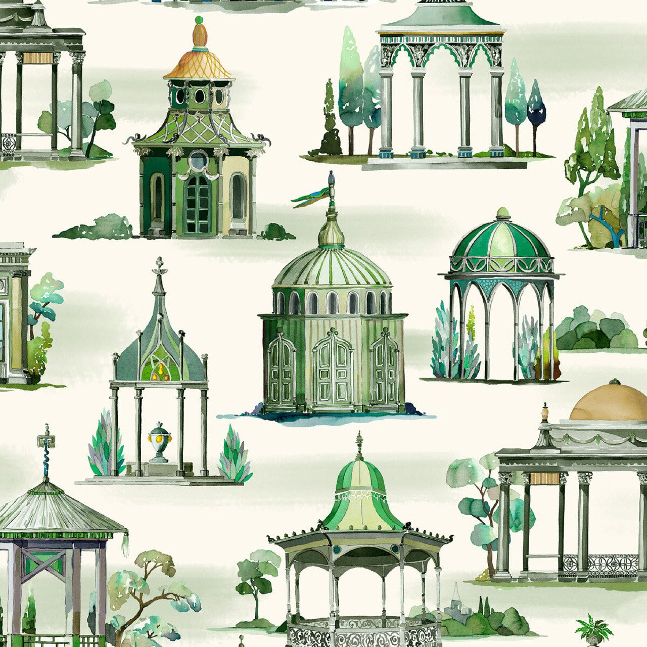 Follies Wallpaper - Emerald - Mulberry Home - FG093/S16 - Premier Wallcovering
