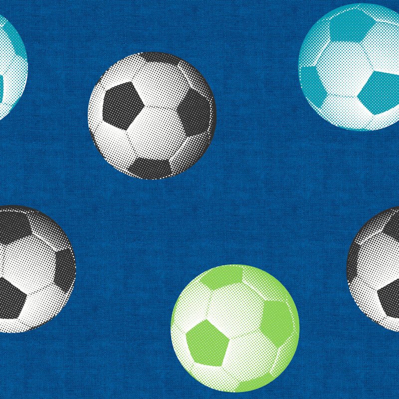 Footballs Wallpaper - Blue Multi - Catherine Lansfield - 165571 - Premier Wallcovering