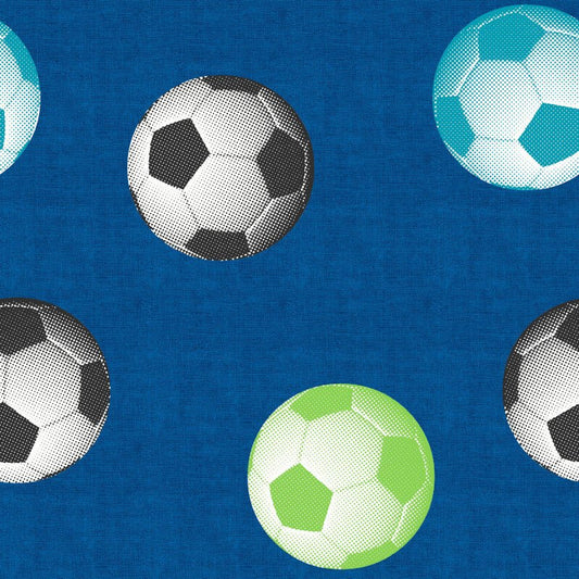 Footballs Wallpaper - Blue Multi - Catherine Lansfield - 165571 - Premier Wallcovering