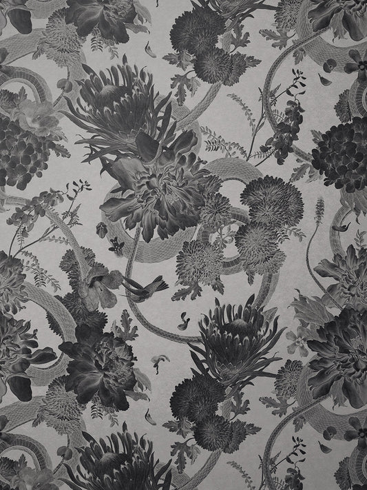 Forbidden Bloom Faux Suede Wallpaper - Monochrome - Divine Savages - DVS126-FBL-MONO-SUEDE-WR - Premier Wallcovering