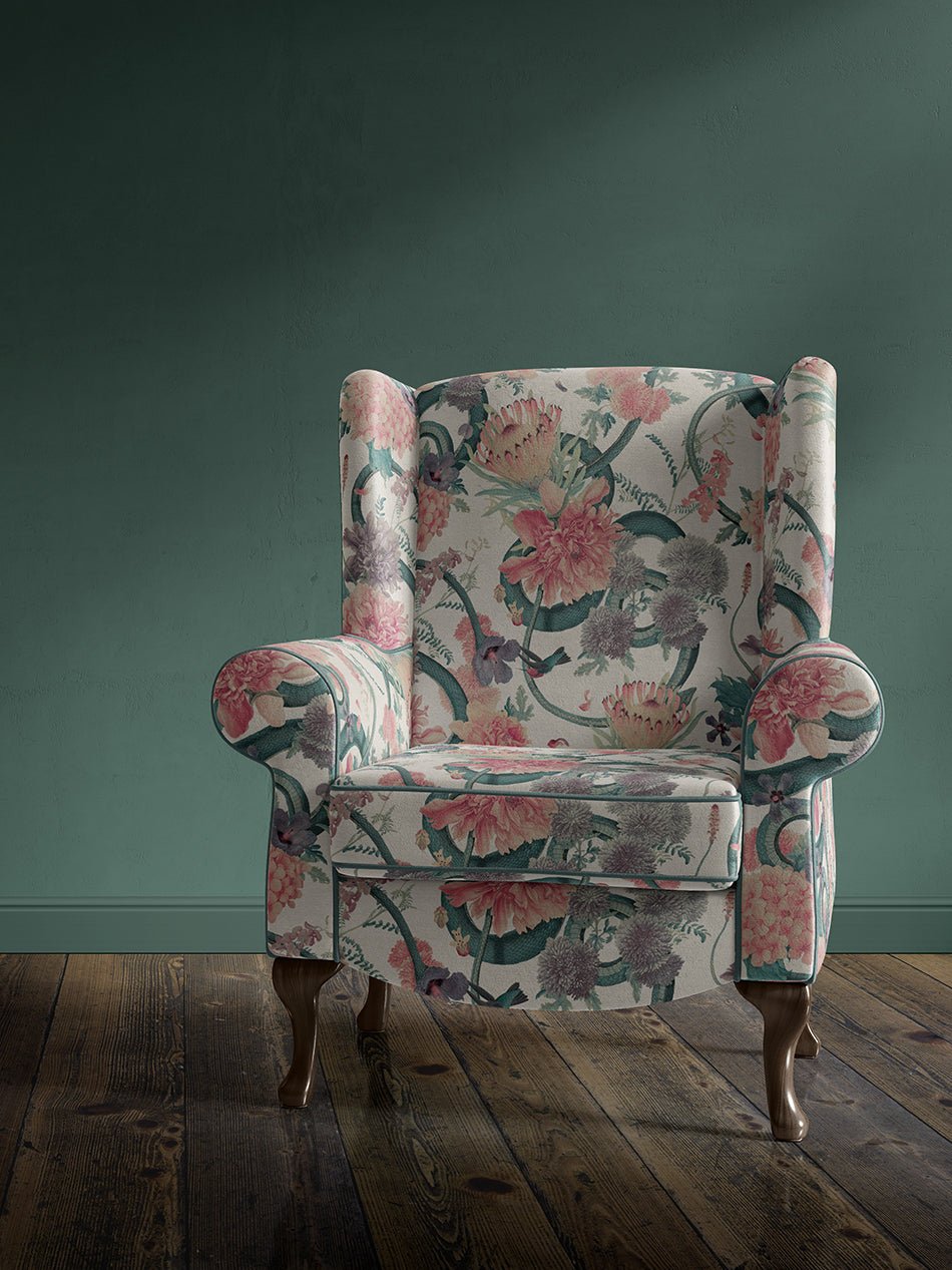 Forbidden Bloom Recycled Velvet Fabric - Bone White - Divine Savages - DVS106-FBL-BWH-VEL - Premier Wallcovering