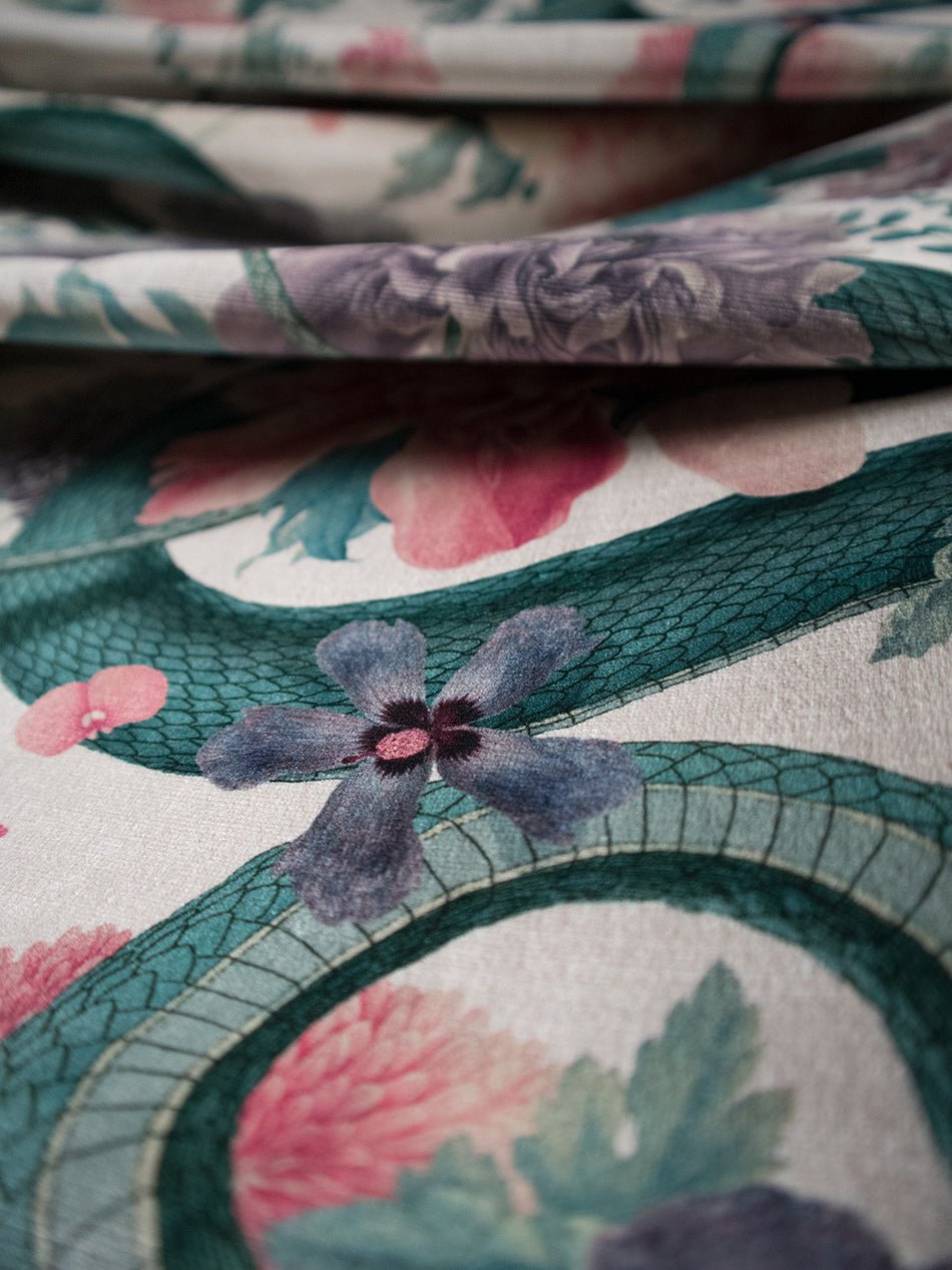 Forbidden Bloom Recycled Velvet Fabric - Bone White - Divine Savages - DVS106-FBL-BWH-VEL - Premier Wallcovering