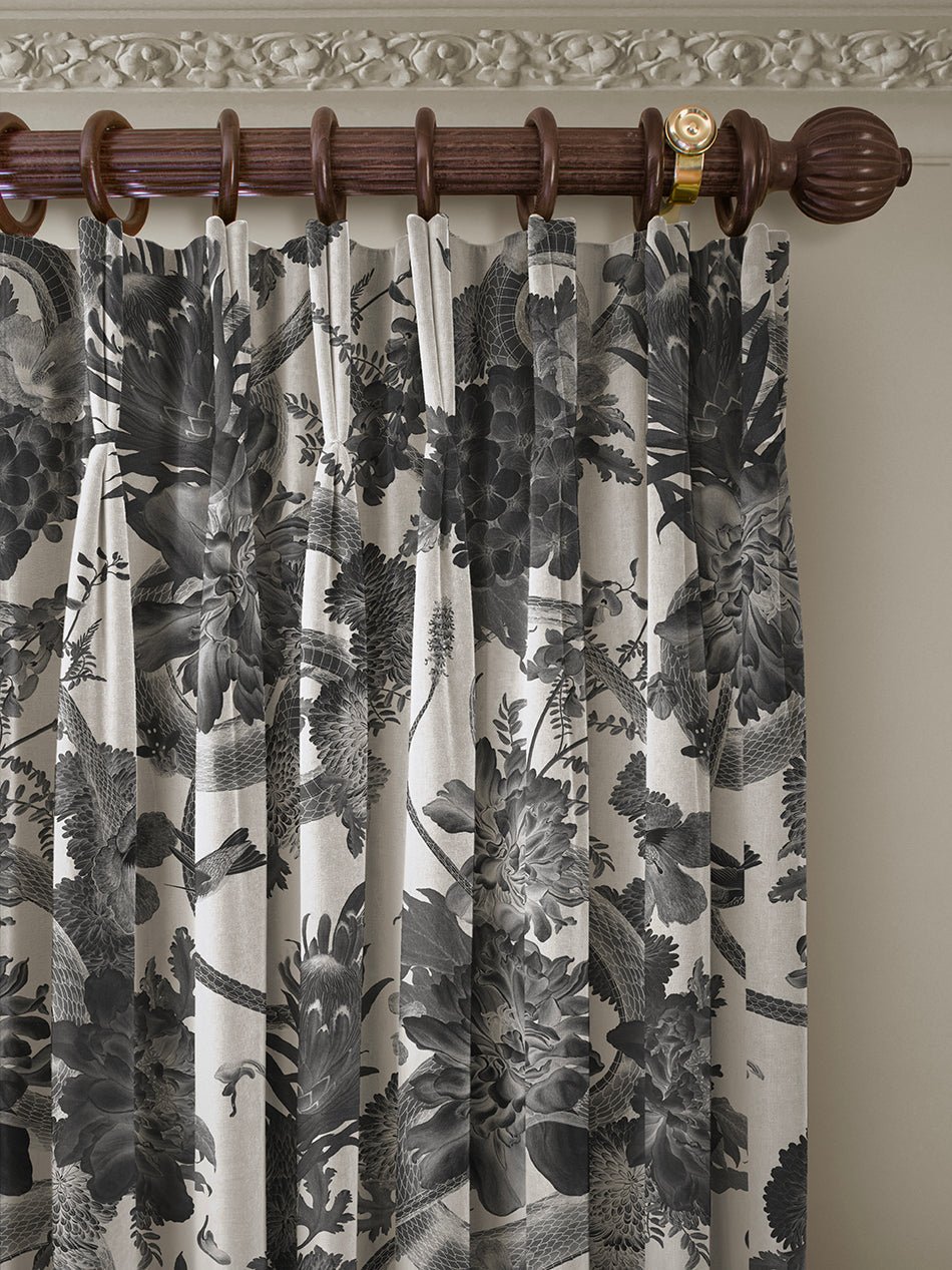 Forbidden Bloom Recycled Velvet Fabric - Monochrome - Divine Savages - DVS126-FBL-MONO-VEL-MET - Premier Wallcovering