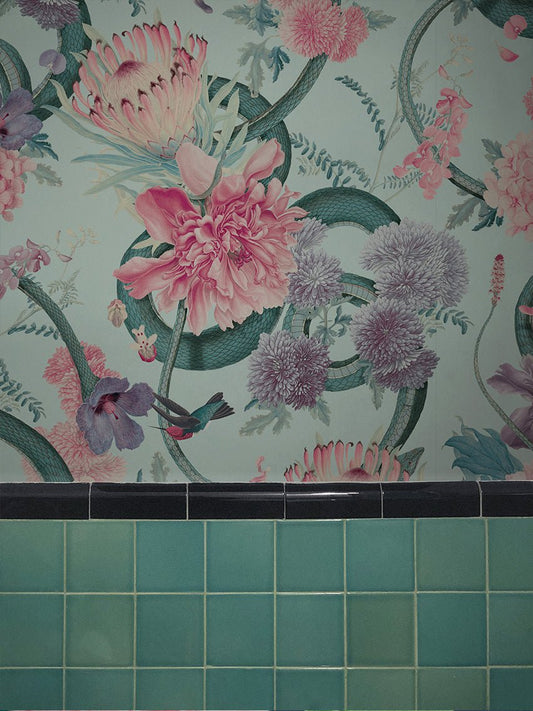 Forbidden Bloom Wallpaper - Peppermint - Divine Savages - DVS033-FBL-PEP-WR - Premier Wallcovering