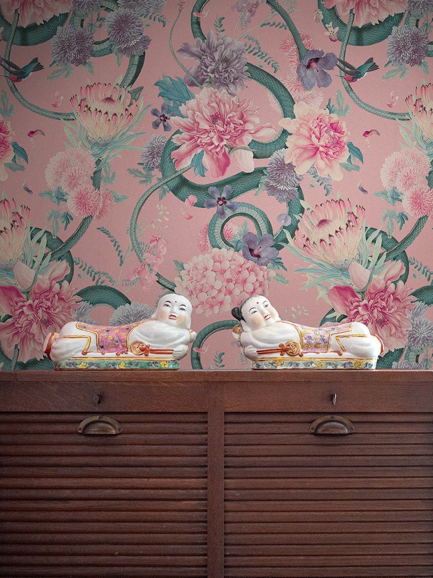 Forbidden Bloom Wallpaper - Blush - Divine Savages - DVS032-FBL-BLS-WR - Premier Wallcovering