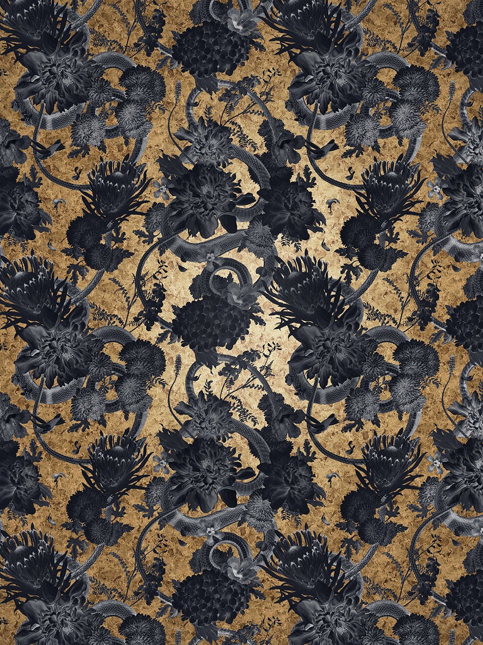 Forbidden Bloom Wallpaper - Gold Leaf  - Divine Savages - DVS144-FBL-GLDL-WR - Premier Wallcovering