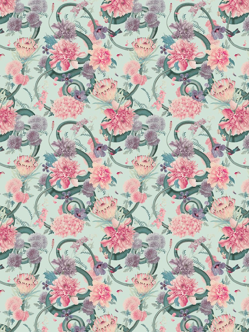 Forbidden Bloom Wallpaper - Peppermint - Divine Savages - DVS033-FBL-PEP-WR - Premier Wallcovering