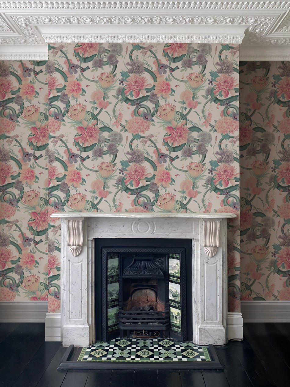 Forbidden Bloom Wallpaper - Bone White - Divine Savages - DVS106-FBL-BWH-WR - Premier Wallcovering