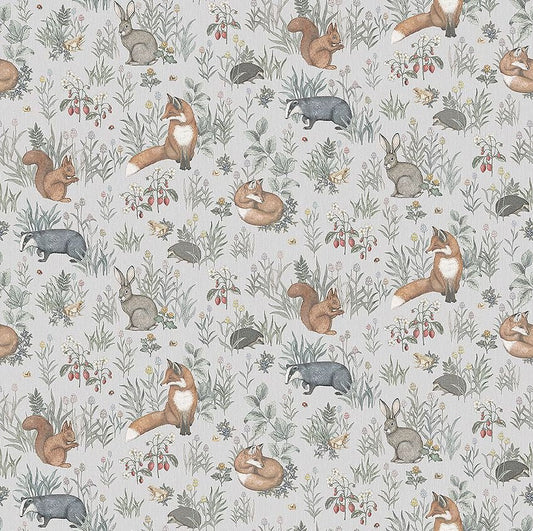 Forest Friends Wall Mural - Soft Grey - Boråstapeter - 7480 - Premier Wallcovering