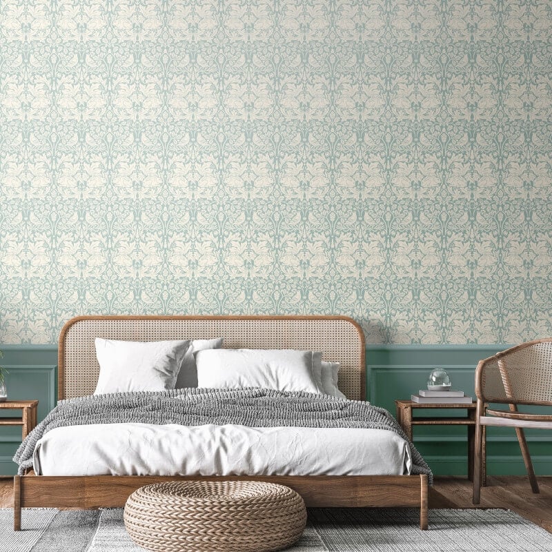 Forest Rabbit Wallpaper - Duckegg Blue - Hoopla Walls - HWA1146W - Premier Wallcovering