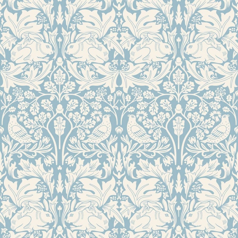 Forest Rabbit Wallpaper - Blue - Hoopla Walls - HWA1145W - Premier Wallcovering